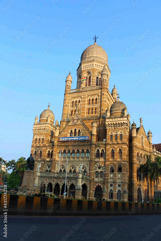 Chhatrapati Shivaji Terminus also known by its former name Victoria Terminus, Mumbai, India. Architecture is  Italian Gothic style