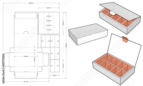 Chocolate Box and Die-cut Pattern. The .eps file is full scale and fully functional. Prepared for real cardboard production.