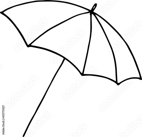 Single element of beach umbrella in doodle summer set. 