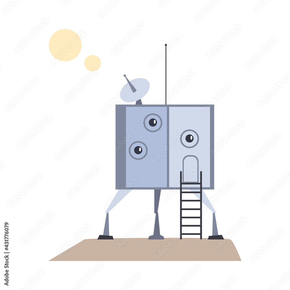 Module of Spacecraft, Futuristic Human Settlement on Mars, Moon or another Planet Cartoon Vector Illustration Module of Spacecraft, Futuristic Human Settlement on Mars, Moon or another Planet Cartoon Vector Illustration
