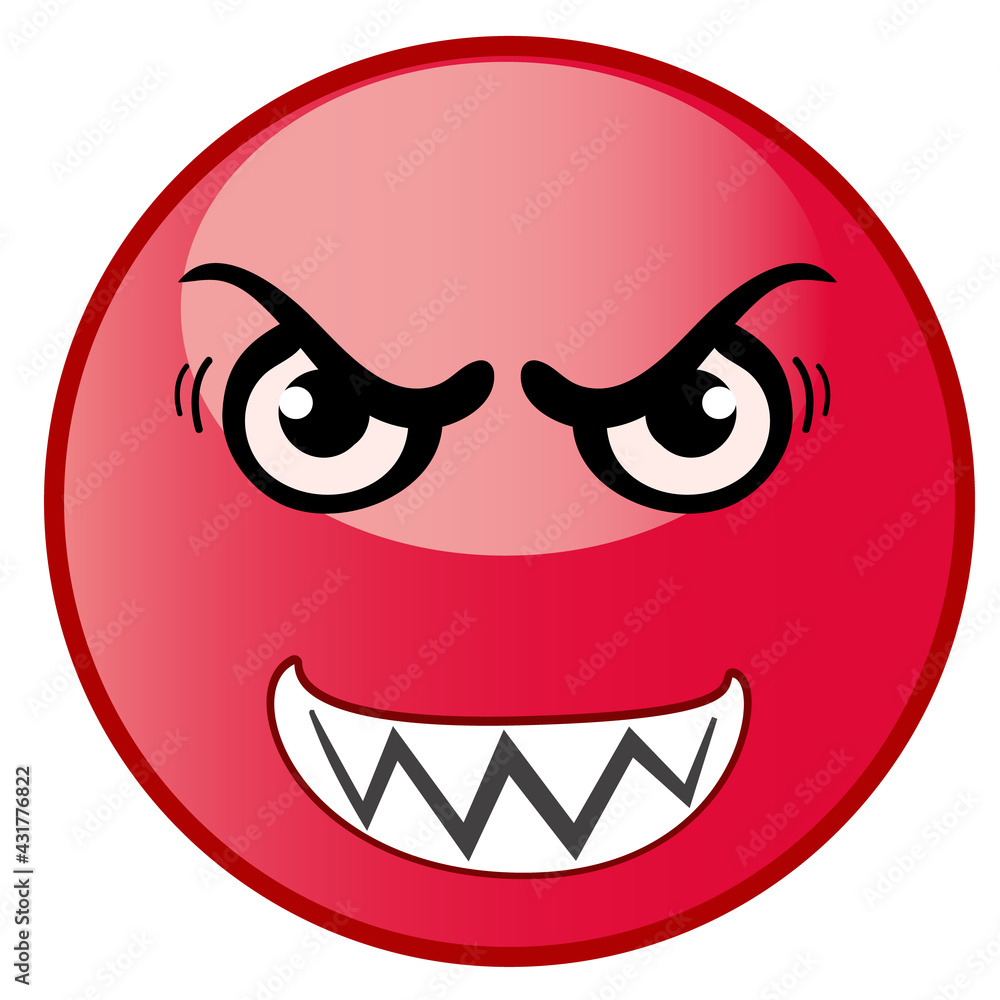Angry and annoyed character. Red with anger, negative emotion.
