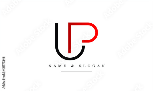 PU, UP, P, U abstract letters logo monogram