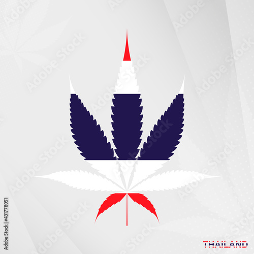 Flag of Thailand in Marijuana leaf shape. The concept of legalization Cannabis in Thailand.