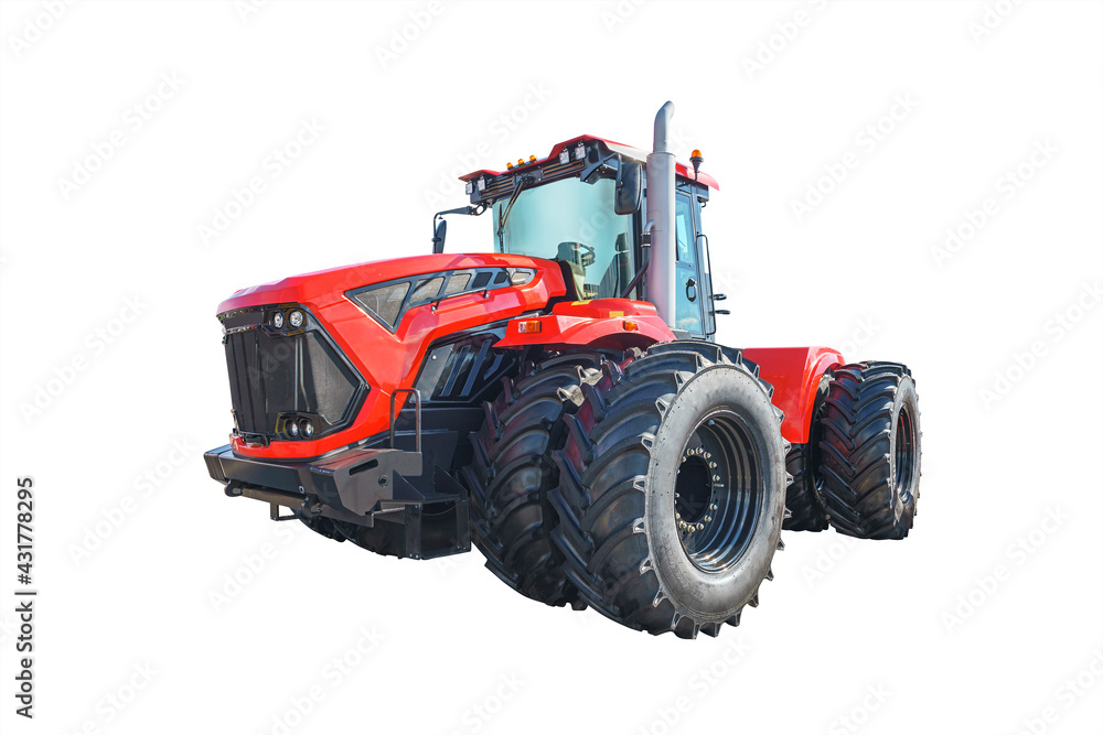 Obraz premium modern powerful tractor for use in various fields of agriculture. Isolated on white