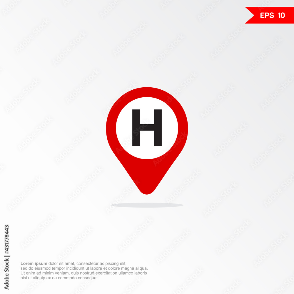 Fototapeta premium Mobile marker map app with hotel icon