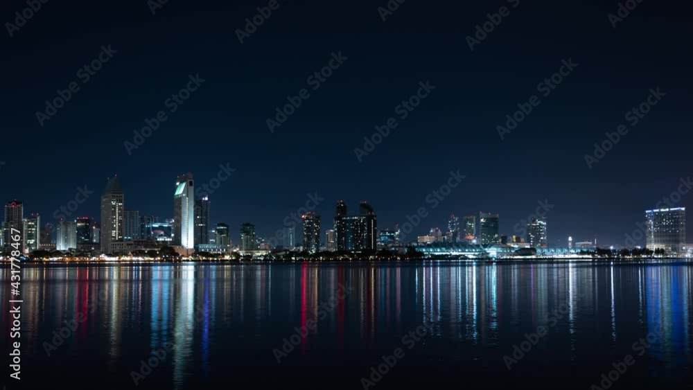 San Diego Bay Skyline Bayview Park Coronado Night Time Lapse California USA San Diego Bay Skyline Bayview Park Coronado Night Time Lapse California USA