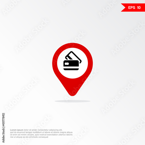 Map app mobile marker with icon of a ATM
