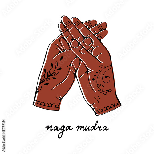 Naga mudra hand yoga illustration in vector