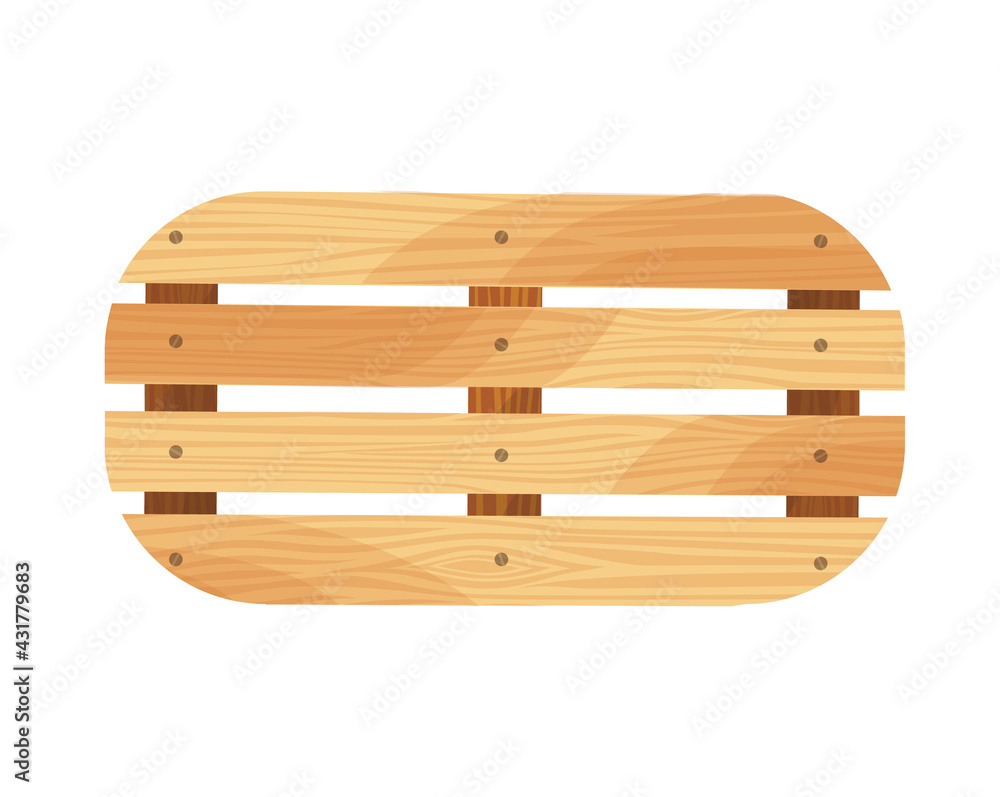 Wooden pallet. Platform for freight transportation. Cargo logistics and distribution. Cartoon wood pallet  icon for web design