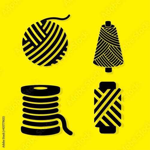4 sets of simple yarn spool symbols