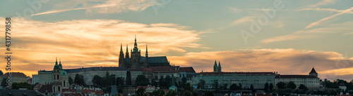 Panorama of evening Prague.