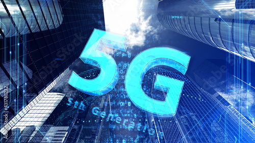 5G Smart City Network Technology 5th Generation mobile communication 3D illustration
