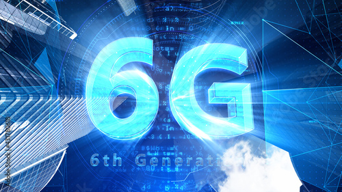 6G Smart City Network Technology 6th Generation mobile communication 3D illustration
