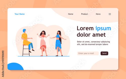 Arabic woman dancing with veil in front of man. Dress, sultan, dancer flat vector illustration. Tradition and entertainment concept for banner, website design or landing web page