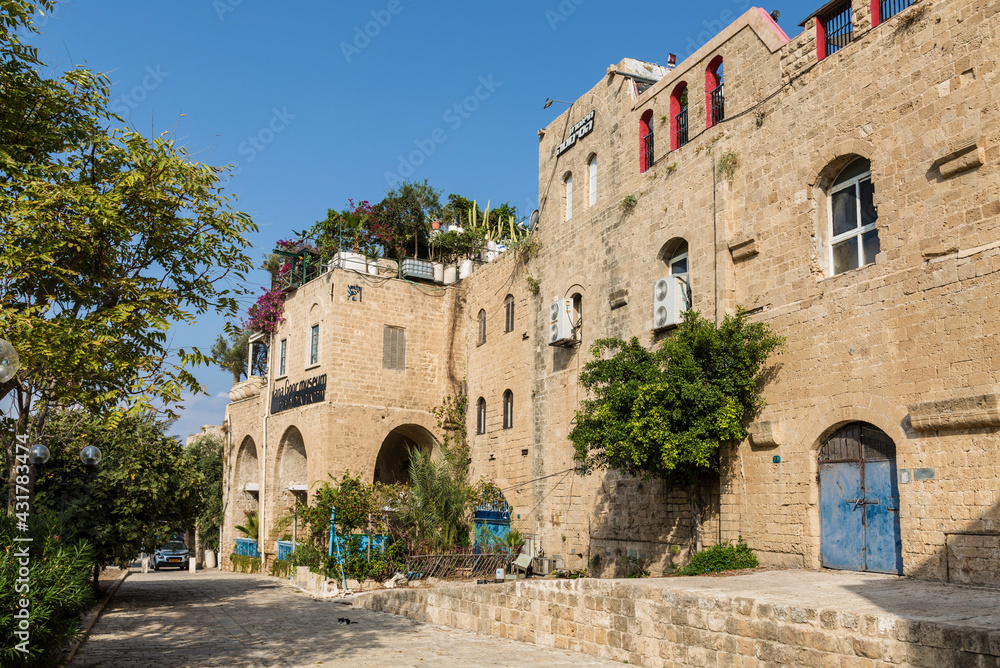A street in Tel Aviv's ancient Jaffa neighborhood with Ilana Goor museum. Israel