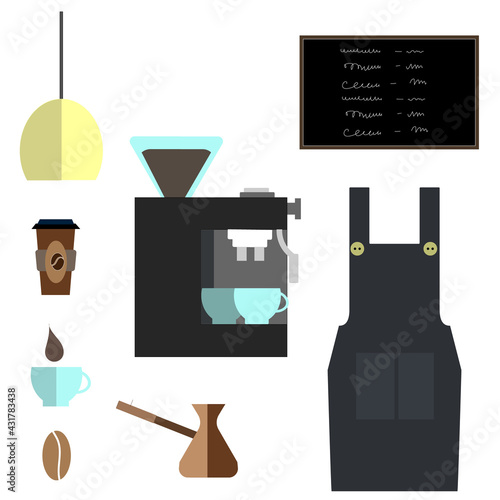 A set of items on the Barista theme. Coffee. Cafe.