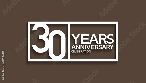 30 years anniversary logotype with white color in square isolated on brown background. vector can be use for company celebration purpose