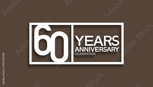 60 years anniversary logotype with white color in square isolated on brown background. vector can be use for company celebration purpose