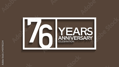 76 years anniversary logotype with white color in square isolated on brown background. vector can be use for company celebration purpose