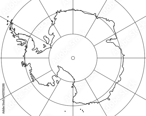 Antarctica contour map illustration