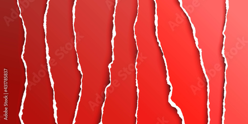 Vector illustration. Panoramic background. Torn paper effect. Red vibrant color. Decorative minimalist concept. Panorama. Striped wallpaper. Design for web template, website banner