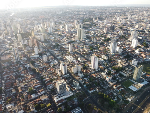 Drone picture city from above Uberlandia