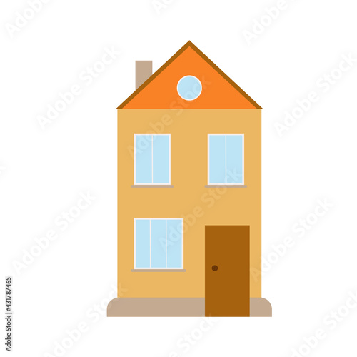 Cute little detached house simple flat style vector illustration, cozy home concept, poster for children room, nursery print