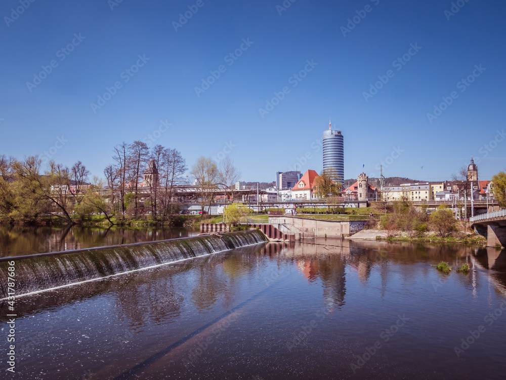 Naklejka premium View of Jena in Thuringia with the Saale river