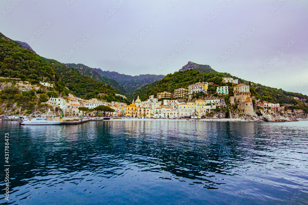 cetara, amalfi coast. Italy. panorama of the village. view from the sea