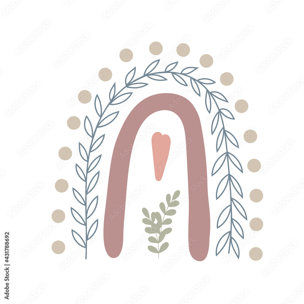 Boho rainbow abstract shapes, simple hand drawn silhouette vector illustration in trendy pastel colors, minimalist concept perfect for making cards, banners, modern posters, textile, papercraft Boho rainbow abstract shapes, simple hand drawn silhouette vector illustration in trendy pastel colors, minimalist concept perfect for making cards, banners, modern posters, textile, papercraft
