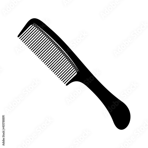 Black comb icon isolated on white background, vector illustration