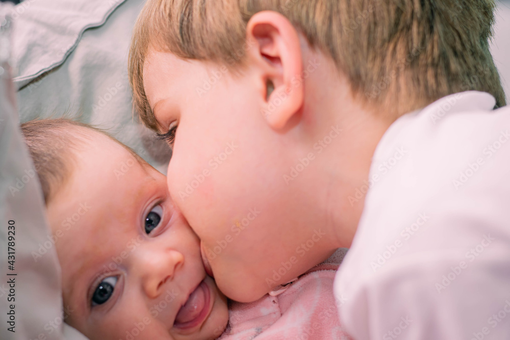 brothers baby boy and baby woman playing brothers baby boy and baby woman playing