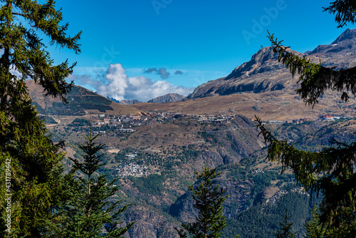 Landscape view of the mountains around Le Bourg d'Oisans in France