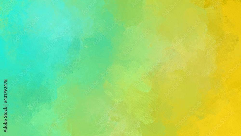 Abstract light green and yellow oil painting background with brush strokes. Full frame digital bright multi colored oil painting on canvas. Vibrant colors, copy space. Painting done by me.