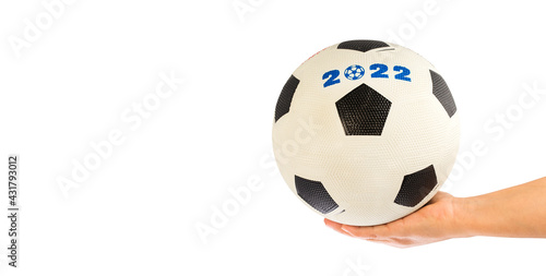 Black and white soccer ball - Text space
