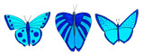 set of beautiful exotic butterflies with colorful wings