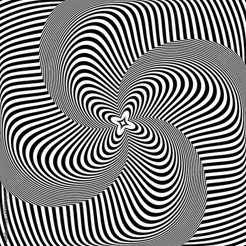 Whirl twisting rotation movement illusion. Lines texture.