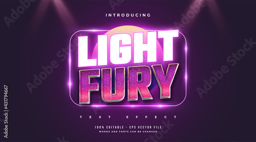 Light Fury Text Style with Colorful and Glowing Neon Effect. Editable Text Style Effect