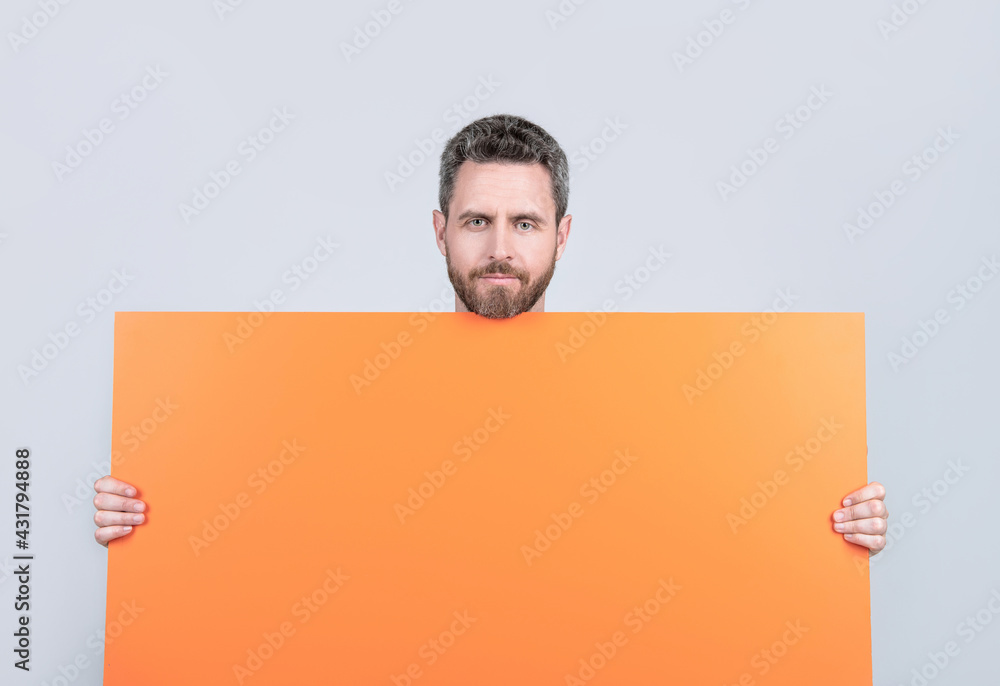 place for promotion and creativity. for your marketing design. cheerful bearded man place for promotion and creativity. for your marketing design. cheerful bearded man