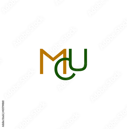 MCU company initial letters logo. MCU letters unit monogram on white color background.