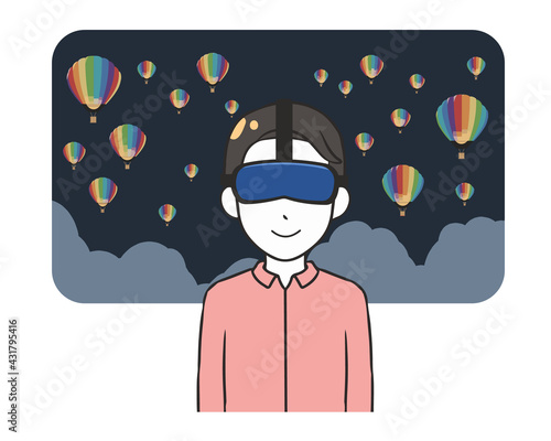 VR　観光　夜景　男性