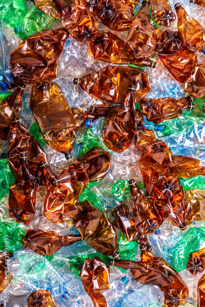 plastic bottles. recycling To conserve the environment concept.Background of many used empty PET bottles plastic bottles. recycling To conserve the environment concept.Background of many used empty PET bottles
