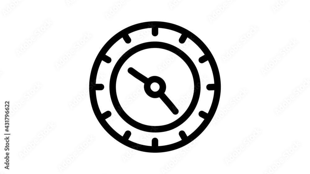 Clock or watch icon animation. Clock with moving arrows Motion graphics 4k video motion illustration sign. Outline doodle style alpha channel