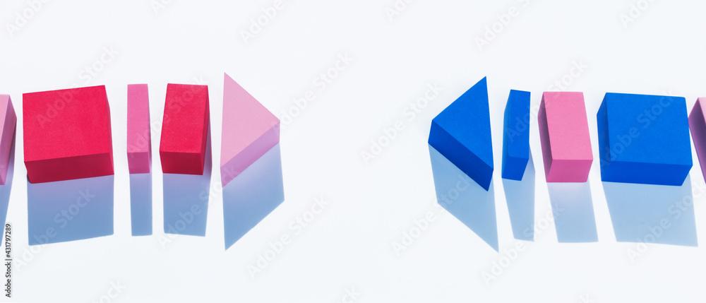 Fototapeta premium Collage of geometric shapes made of foam rubber in different colors