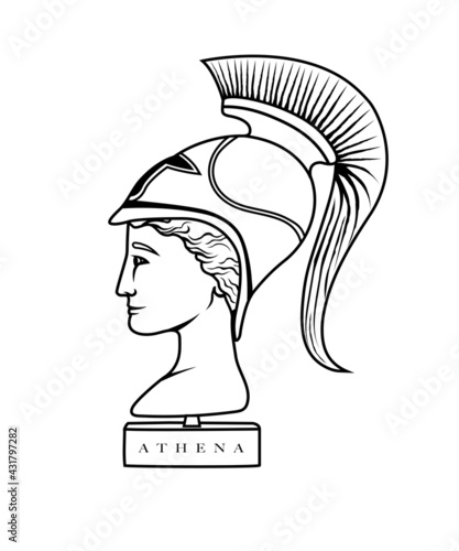 Vector illustration of a bust of Greek Goddess Athena