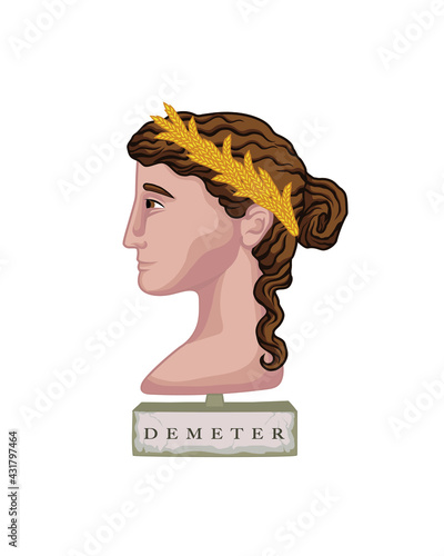 Vector illustration of a bust of Greek Goddess Demeter