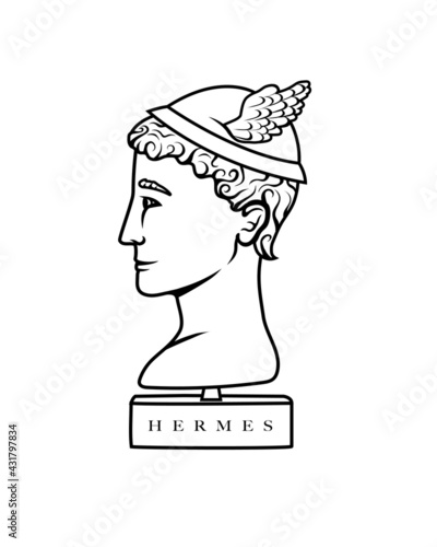 Vector illustration of a bust of Greek God Hermes
