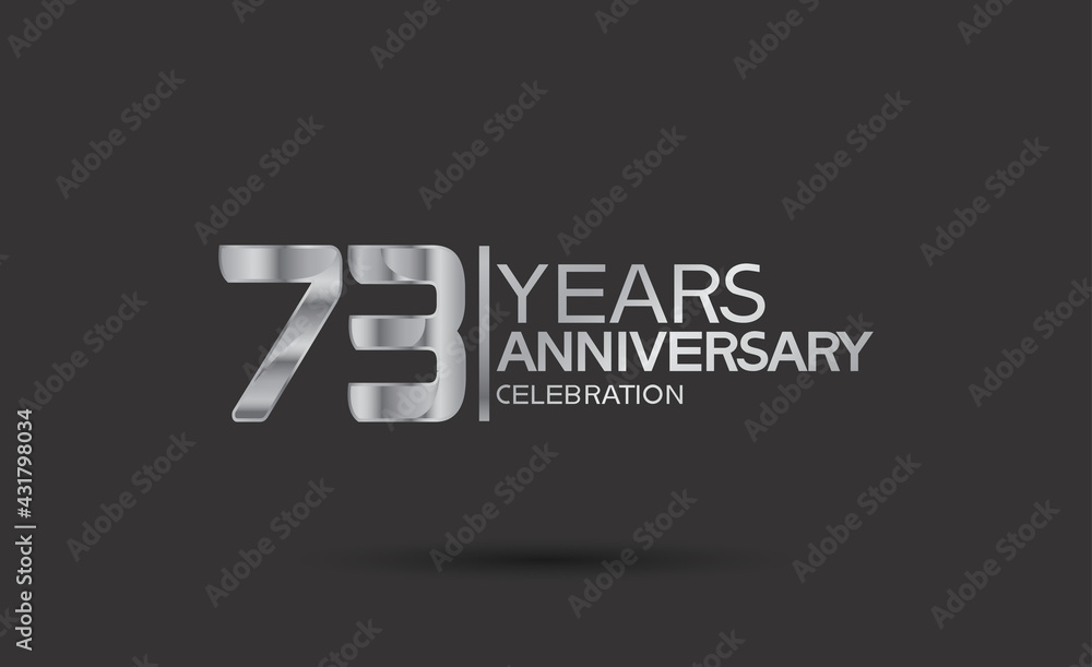 73 years anniversary logotype with silver color isolated on black background. vector can be use for company celebration purpose