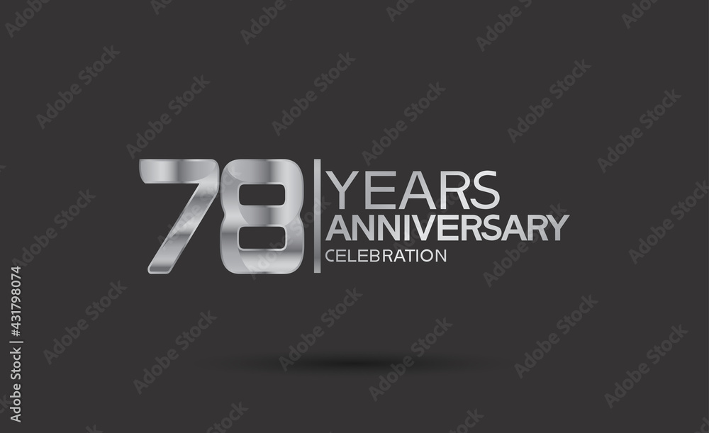 78 years anniversary logotype with silver color isolated on black background. vector can be use for company celebration purpose