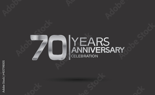70 years anniversary logotype with silver color isolated on black background. vector can be use for company celebration purpose